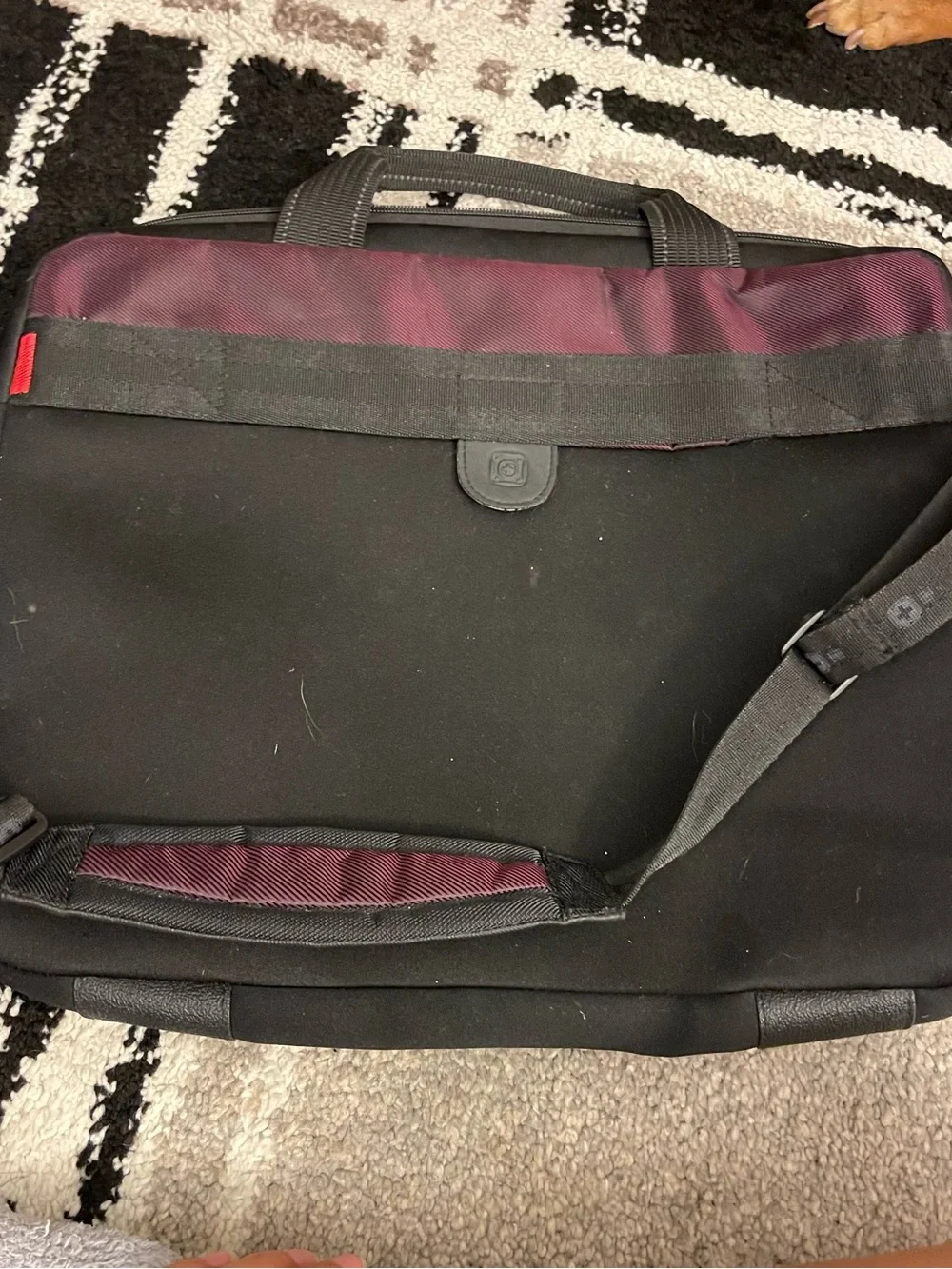 Black and Burgundy Men's Laptop Messenger Bag